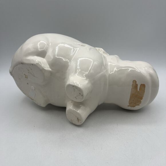 Large Vintage White Hippo Planter 70s Whittier Potteries 122 Los Angelos CA 1975 - Picture 8 of 9